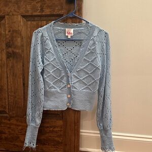 So Me Light Blue Eyelet Cardigan